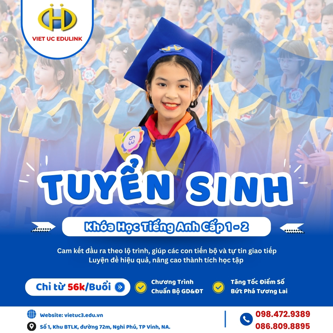 Tuyển Sinh Khóa Học Cấp 1 - 2 theo Chương Trình Chuẩn Bộ GD&ĐT